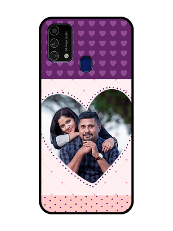 Custom Galaxy F41 Custom Metal Phone Case - Violet Love Dots Design