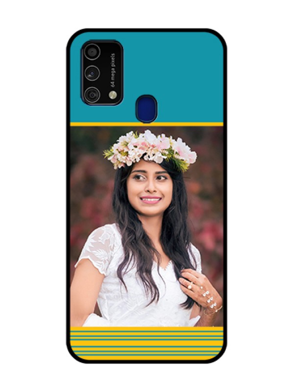 Custom Galaxy F41 Custom Metal Phone Case - Yellow and Blue Design