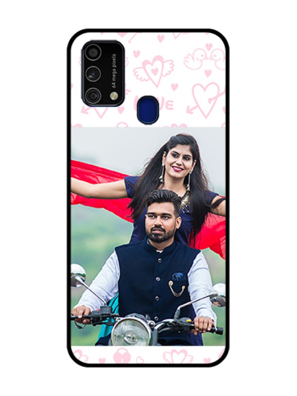 Custom Galaxy F41 Custom Metal Phone Case - Pink Flying Heart Design