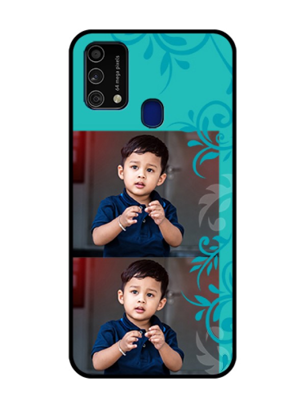 Custom Galaxy F41 Custom Metal Phone Case - With Photo And Green Floral Design