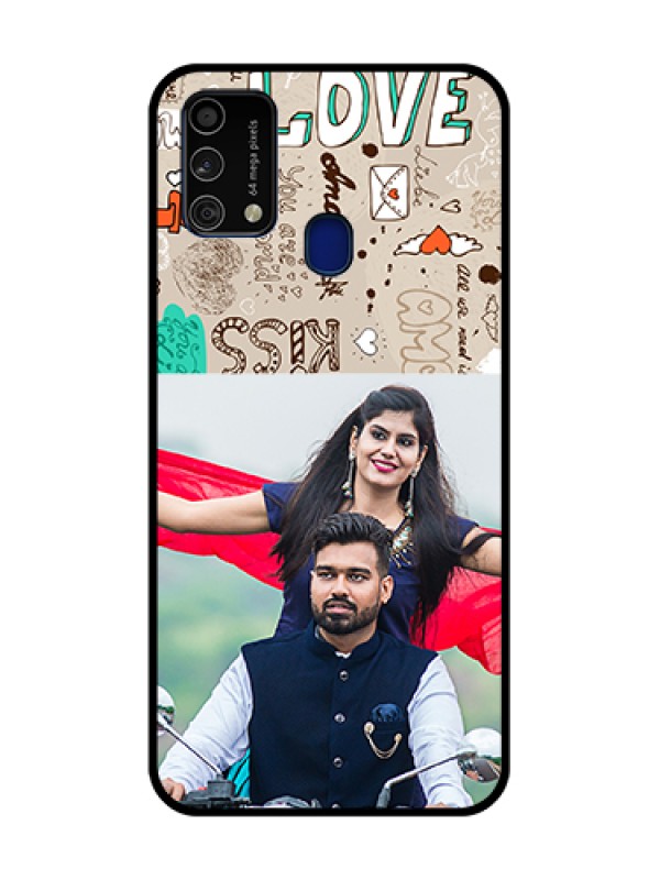 Custom Galaxy F41 Custom Metal Phone Case - Love Doodle Pattern
