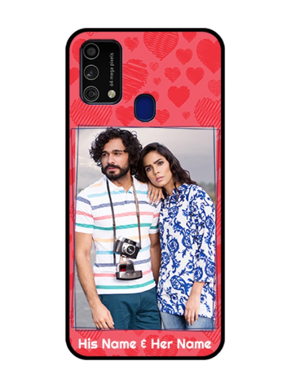 Custom Galaxy F41 Custom Metal Phone Case - With Red Heart Symbols Design