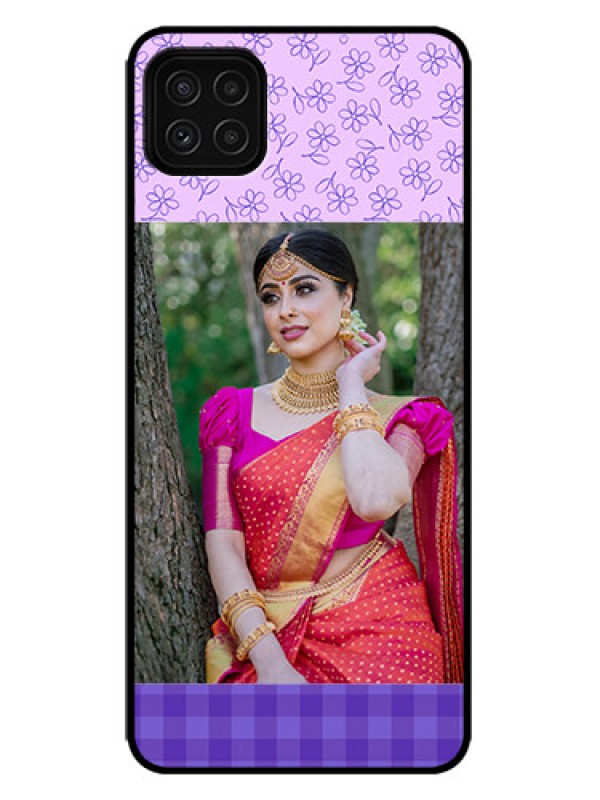 Custom Galaxy F42 5G Custom Metal Phone Case - Purple Floral Design