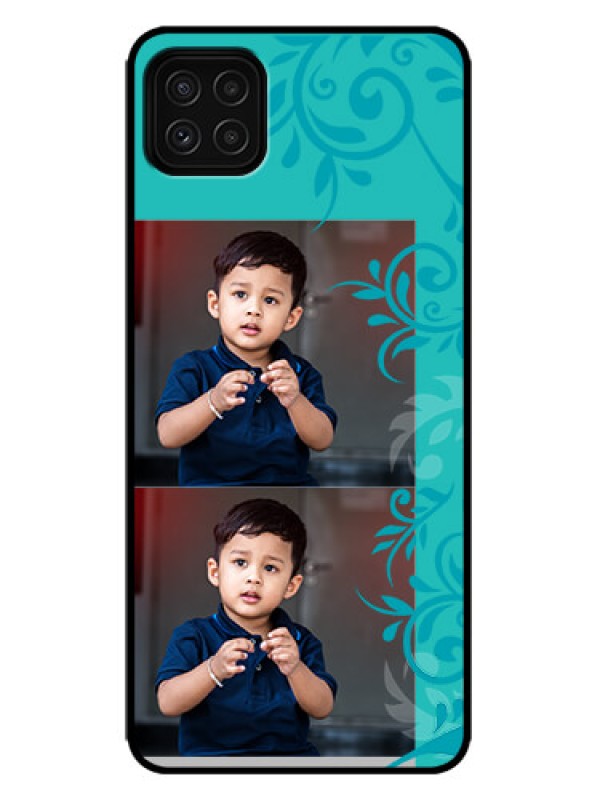 Custom Galaxy F42 5G Custom Metal Phone Case - With Photo And Green Floral Design