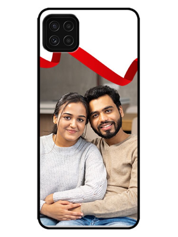 Custom Galaxy F42 5G Custom Metal Phone Case - Red Ribbon Frame Design