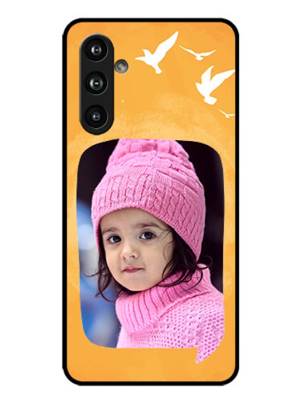 Custom Galaxy F54 5G Custom Metal Phone Case - Water Color Design With Bird Icons