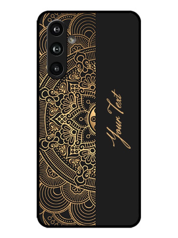 Custom Galaxy F54 5G Custom Metal Phone Case - Mandala Art With Custom Text Design
