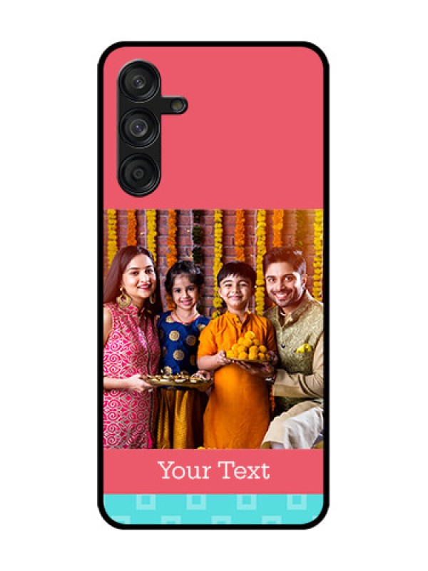 Custom Samsung Galaxy F55 5G Custom Metal Phone Case - Peach and Blue Color Design