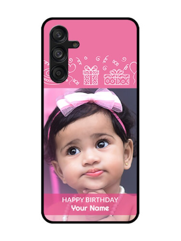 Custom Samsung Galaxy F55 5G Custom Metal Phone Case - With Birthday Line Art Design