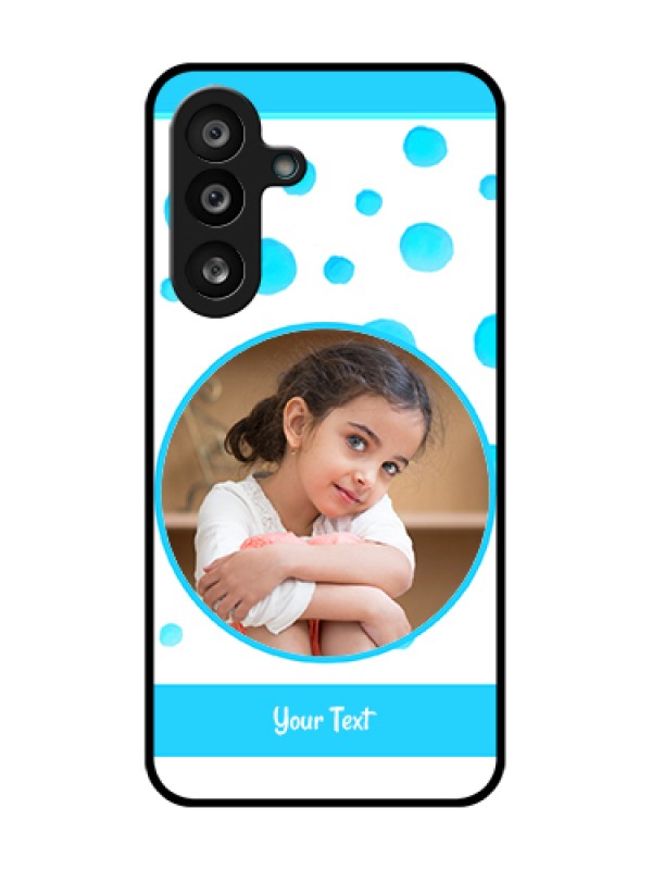 Custom Samsung Galaxy F56 5G Custom Metal Phone Case - Blue Bubbles Pattern Design