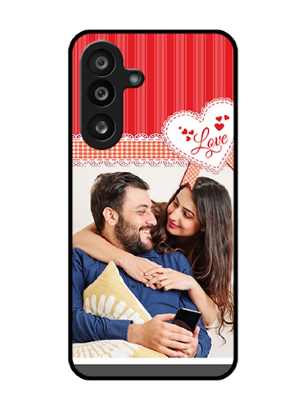 Custom Samsung Galaxy F56 5G Custom Metal Phone Case - Red Love Pattern Design