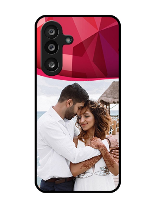 Custom Samsung Galaxy F56 5G Custom Metal Phone Case - Red Abstract Design