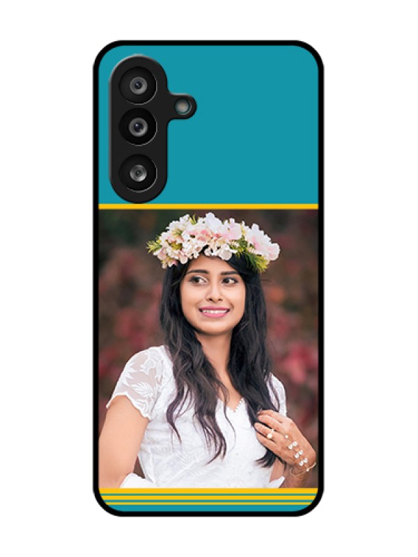 Custom Samsung Galaxy F56 5G Custom Metal Phone Case - Yellow & Blue Design