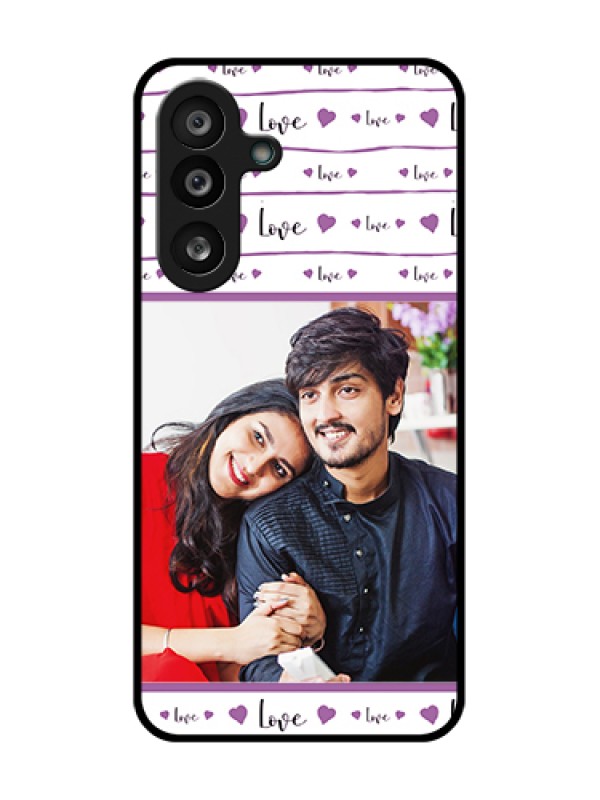Custom Samsung Galaxy F56 5G Custom Metal Phone Case - Couples Heart Design