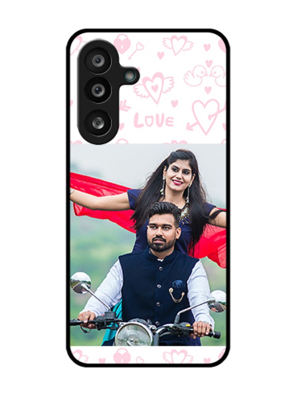 Custom Samsung Galaxy F56 5G Custom Metal Phone Case - Pink Flying Heart Design