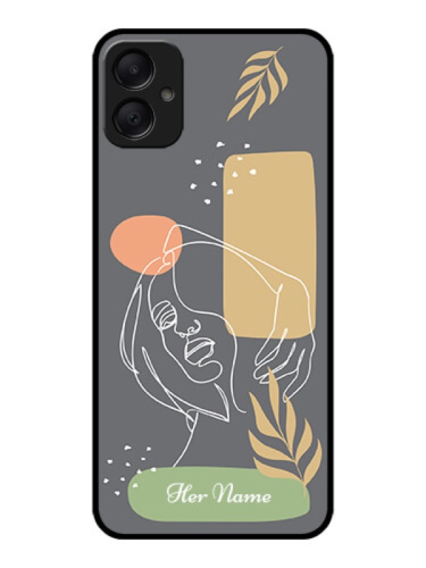 Custom Galaxy M05 Custom Metal Phone Case - Gazing Woman Line Art Design