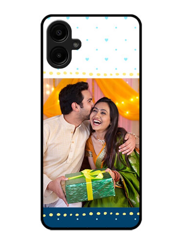 Custom Samsung Galaxy M06 Custom Metal Phone Case - White And Blue Abstract Design