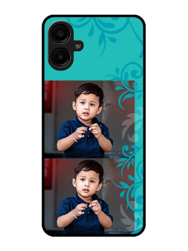 Custom Samsung Galaxy M06 Custom Metal Phone Case - With Photo And Green Floral Design