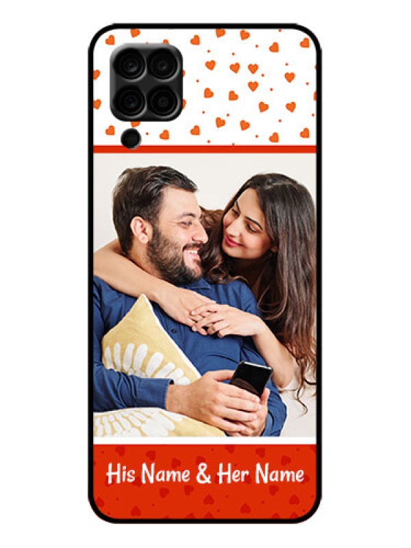Custom Galaxy M12 Custom Metal Phone Case - Orange Love Symbol Design