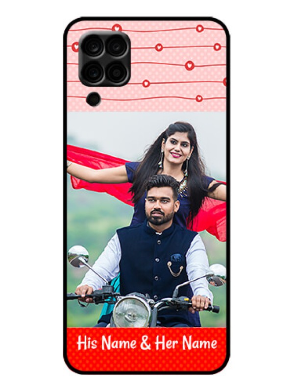 Custom Galaxy M12 Custom Metal Phone Case - Red Pattern Case Design