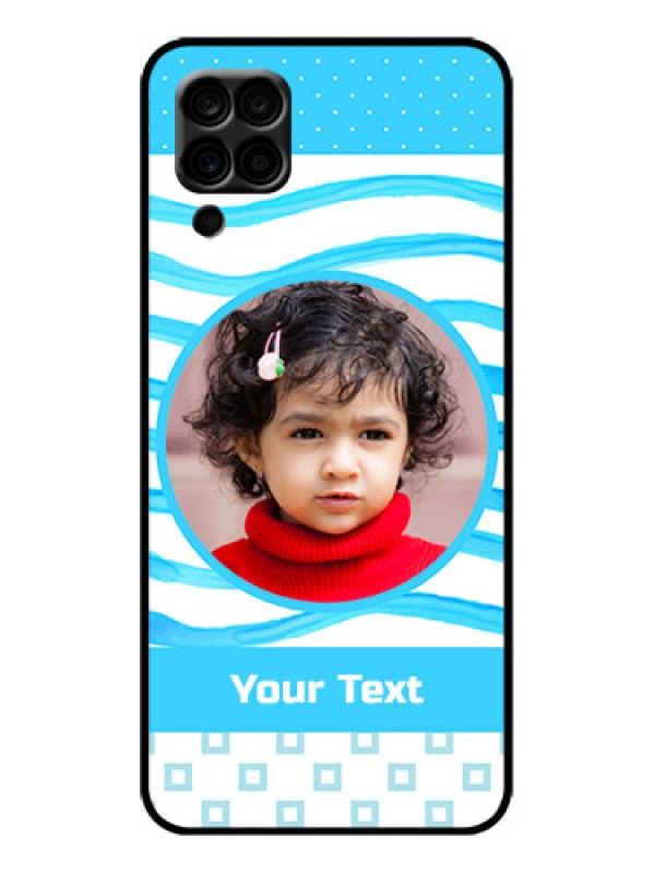 Custom Galaxy M12 Custom Metal Phone Case - Simple Blue Case Design