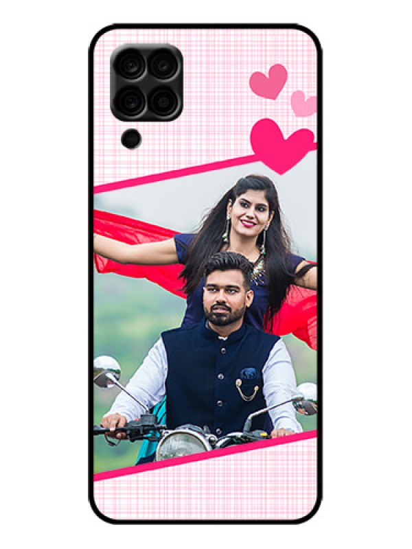 Custom Galaxy M12 Custom Metal Phone Case - Love Shape Heart Design