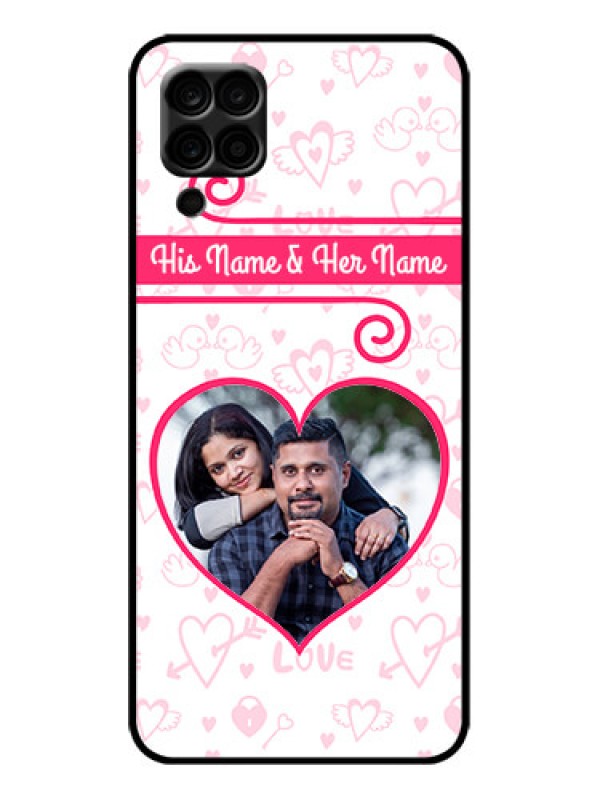 Custom Galaxy M12 Custom Metal Phone Case - Heart Shape Love Design