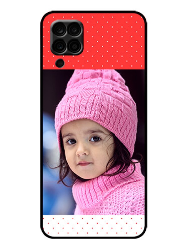 Custom Galaxy M12 Custom Metal Phone Case - Red Pattern Design