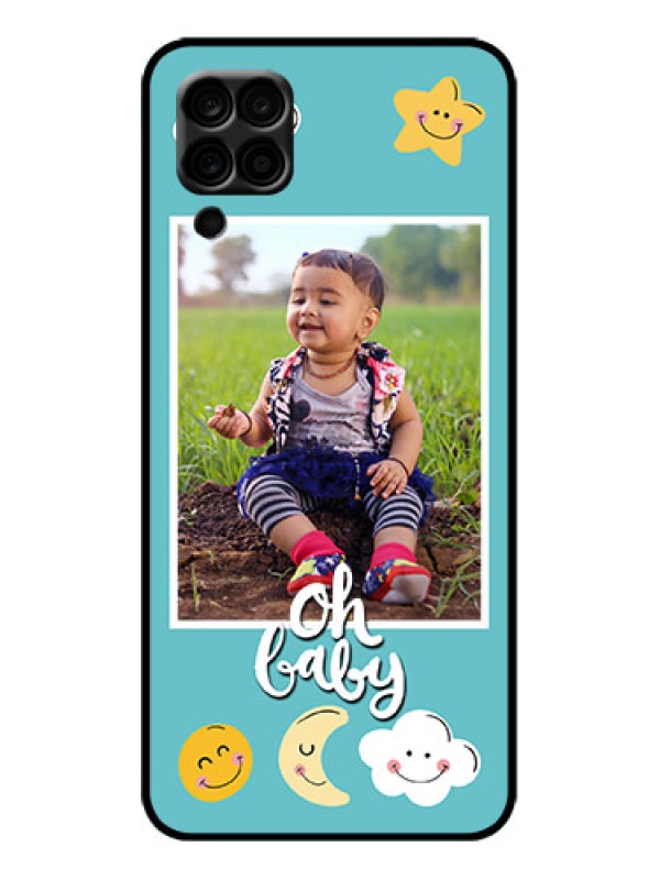 Custom Galaxy M12 Custom Metal Phone Case - Smiley Kids Stars Design