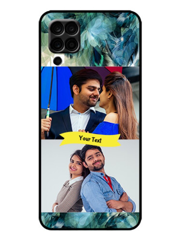 Custom Galaxy M12 Custom Metal Phone Case - Image With Boho Peacock Feather Design