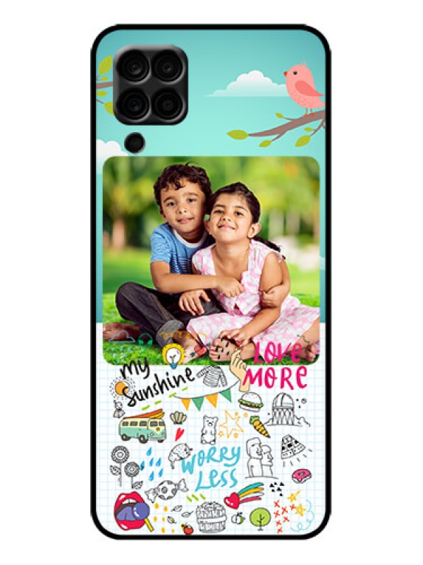 Custom Galaxy M12 Custom Metal Phone Case - Doodle Love Design