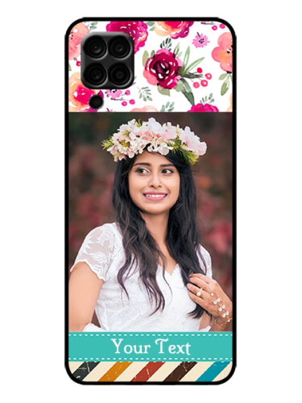 Custom Galaxy M12 Custom Metal Phone Case - Water Colors Floral Design