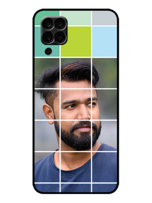 Custom Galaxy M12 Custom Metal Phone Case - With White Box Pattern