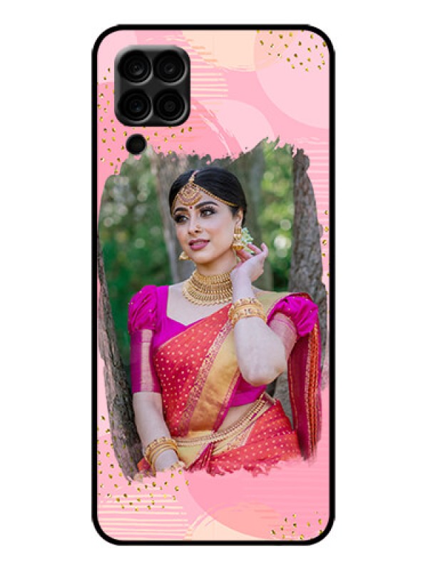 Custom Galaxy M12 Custom Metal Phone Case - Gold Glitter Splash Design