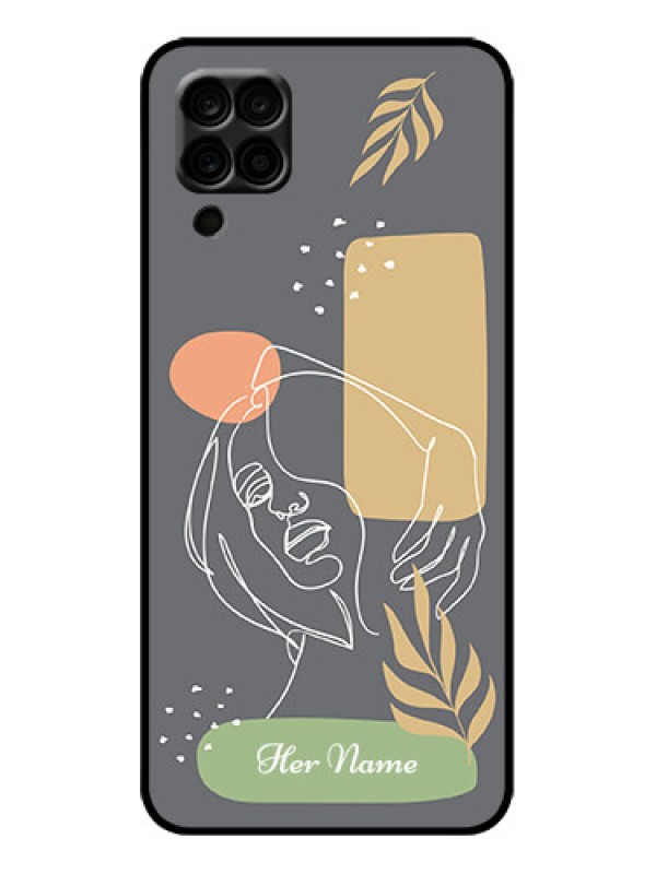 Custom Galaxy M12 Custom Metal Phone Case - Gazing Woman Line Art Design