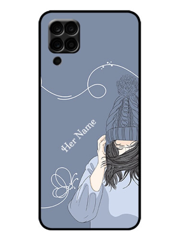Custom Galaxy M12 Custom Metal Phone Case - Girl In Winter Outfit Design