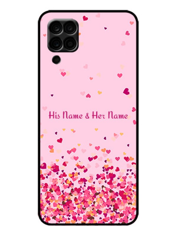 Custom Galaxy M12 Custom Metal Phone Case - Floating Hearts Design