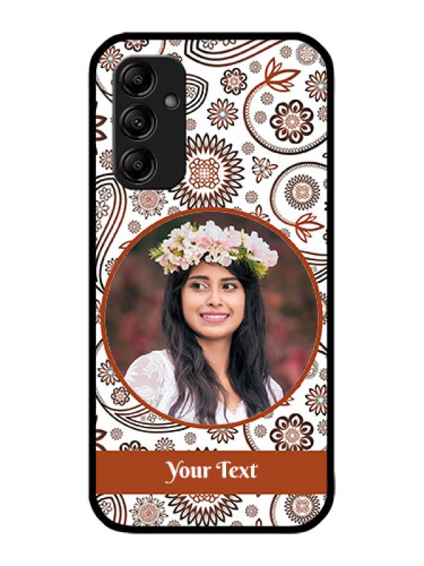 Custom Galaxy M14 5G Custom Metal Phone Case - Abstract Flower Design