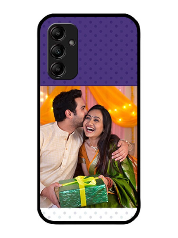 Custom Galaxy M14 5G Custom Metal Phone Case - Violet Colored Pattern Design