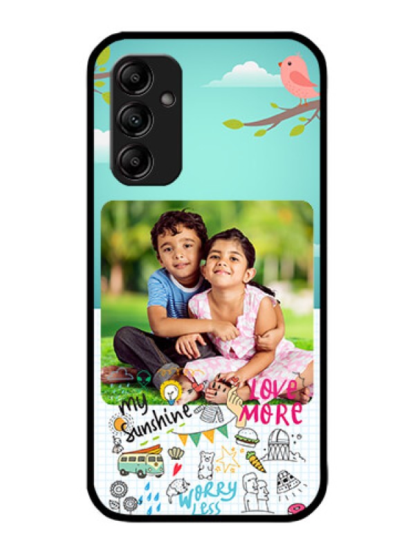 Custom Galaxy M14 5G Custom Metal Phone Case - Doodle Love Design
