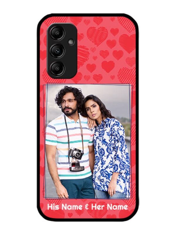 Custom Galaxy M14 5G Custom Metal Phone Case - With Red Heart Symbols Design