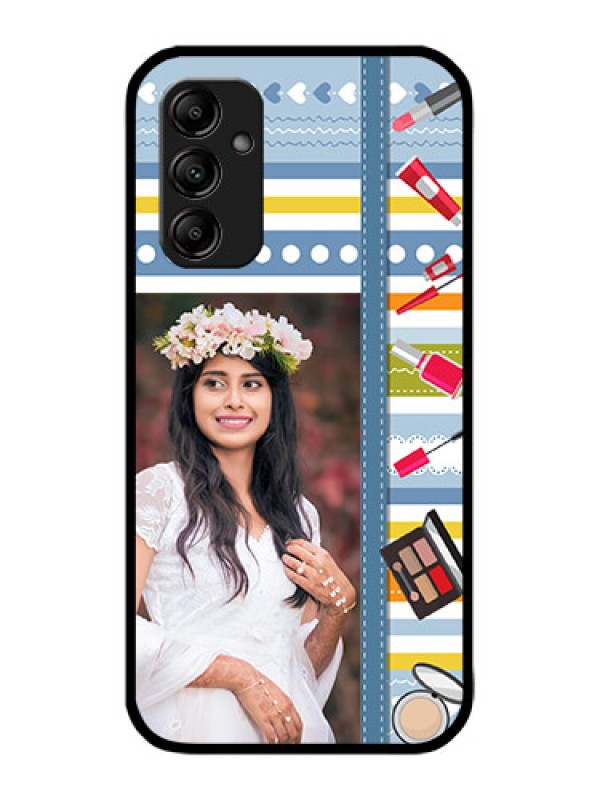 Custom Galaxy M14 5G Custom Metal Phone Case - Makeup Icons Design