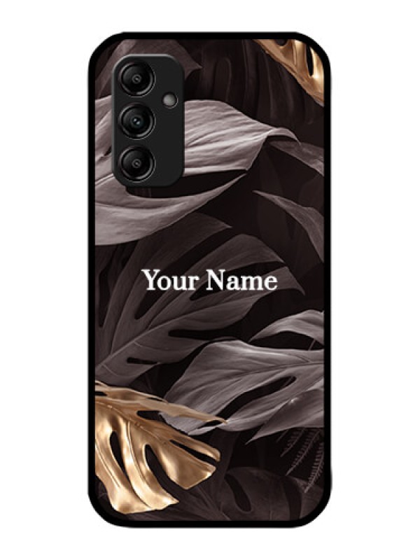 Custom Galaxy M14 5G Custom Metal Phone Case - Wild Leaves Digital Paint Design