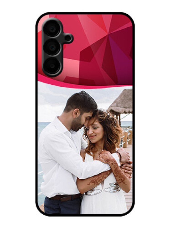 Custom Galaxy M15 5G Custom Metal Phone Case - Red Abstract Design