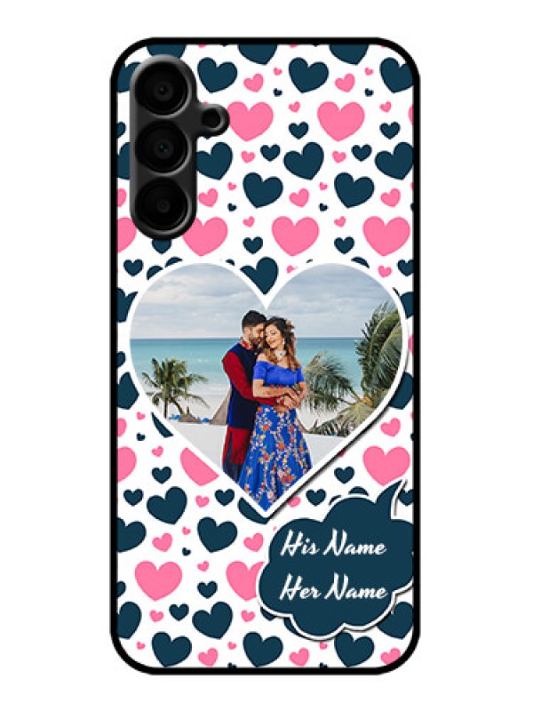 Custom Galaxy M15 5G Custom Metal Phone Case - Pink and Blue Heart Design