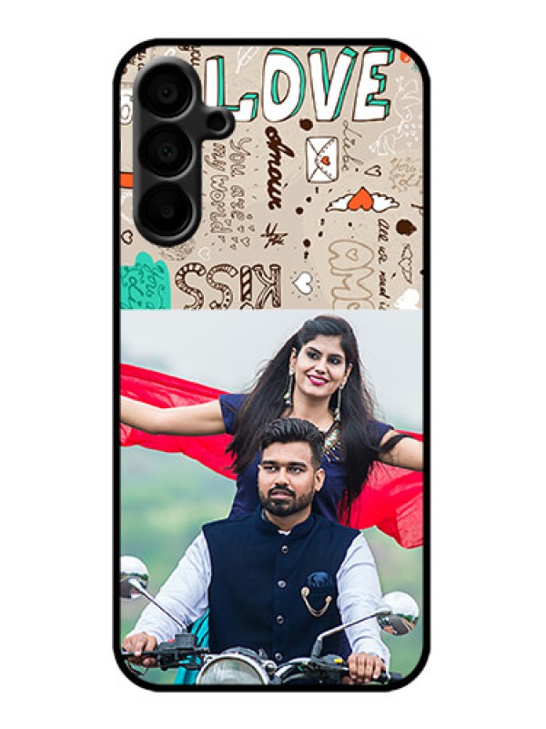 Custom Galaxy M15 5G Custom Metal Phone Case - Love Doodle Pattern