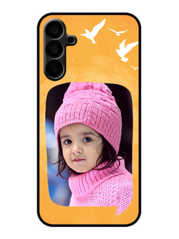 Custom Galaxy M15 5G Custom Metal Phone Case - Water Color Design With Bird Icons