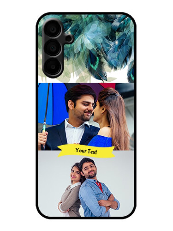 Custom Galaxy M15 5G Custom Metal Phone Case - Image With Boho Peacock Feather Design