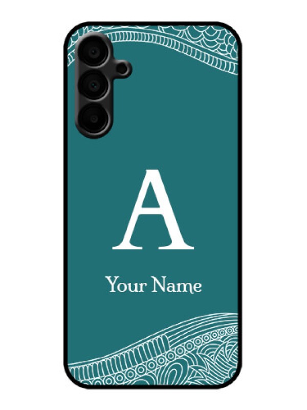 Custom Galaxy M15 5G Custom Metal Phone Case - Line Art Pattern With Custom Name Design