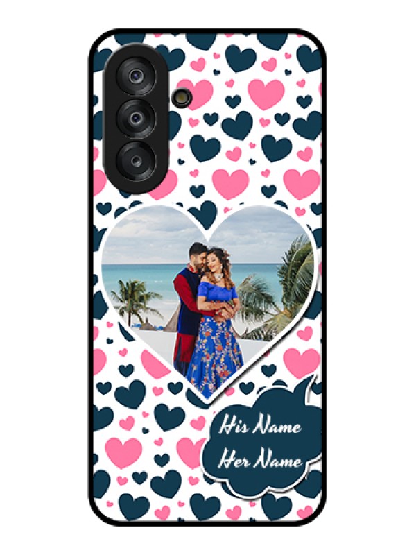 Custom Samsung Galaxy M17 5G Custom Metal Phone Case - Pink & Blue Heart Design